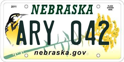 NE license plate ARY042