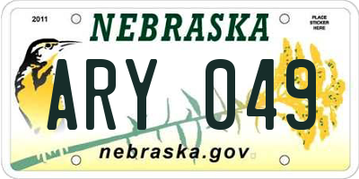 NE license plate ARY049
