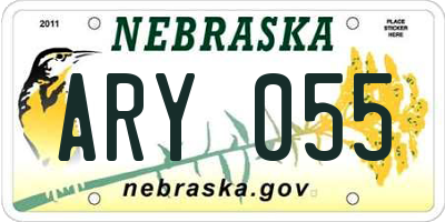 NE license plate ARY055