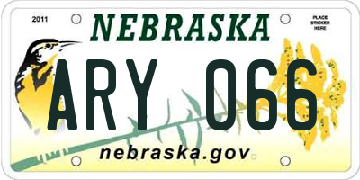 NE license plate ARY066
