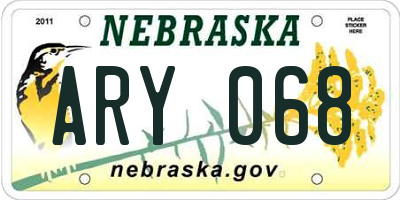 NE license plate ARY068