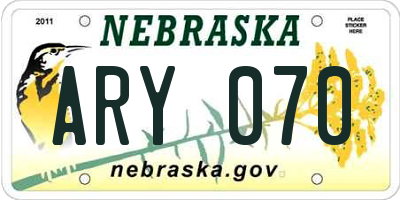 NE license plate ARY070