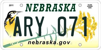 NE license plate ARY071