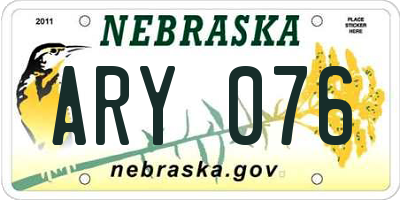 NE license plate ARY076