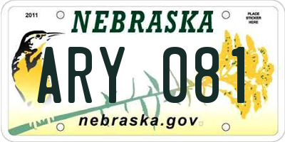 NE license plate ARY081