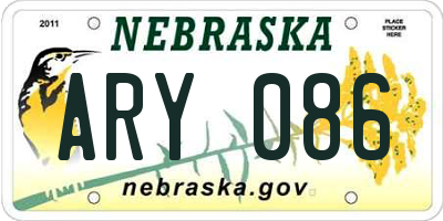 NE license plate ARY086