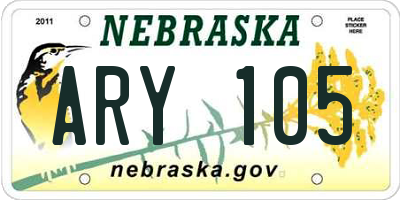 NE license plate ARY105