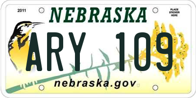 NE license plate ARY109