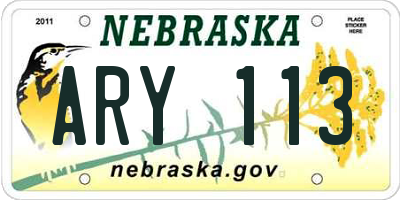 NE license plate ARY113