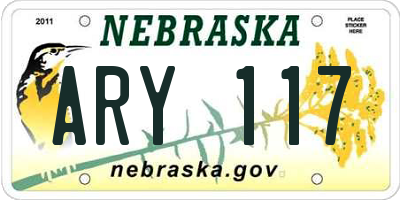 NE license plate ARY117