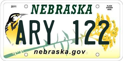 NE license plate ARY122
