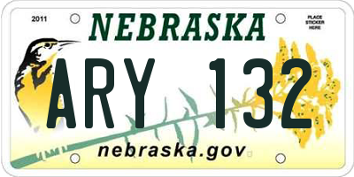 NE license plate ARY132