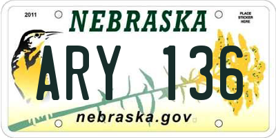 NE license plate ARY136