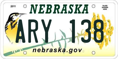NE license plate ARY138