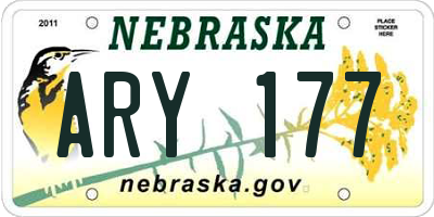 NE license plate ARY177