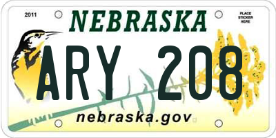 NE license plate ARY208