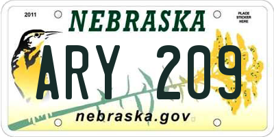 NE license plate ARY209
