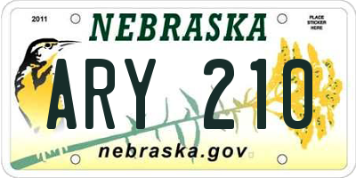 NE license plate ARY210