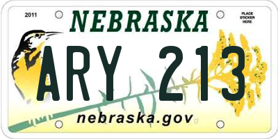 NE license plate ARY213