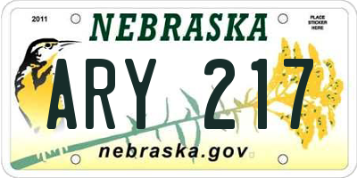 NE license plate ARY217
