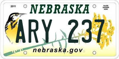 NE license plate ARY237
