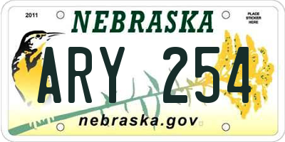 NE license plate ARY254