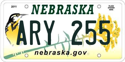 NE license plate ARY255