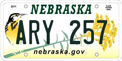 NE license plate ARY257