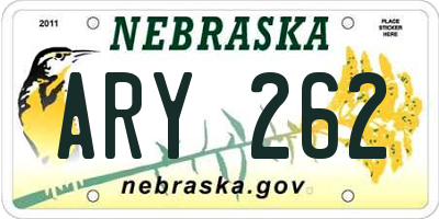 NE license plate ARY262