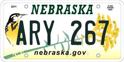 NE license plate ARY267