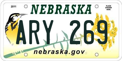 NE license plate ARY269