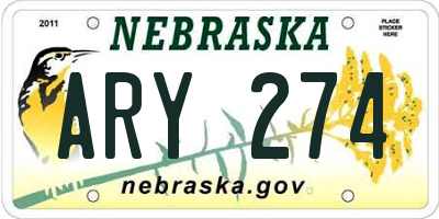 NE license plate ARY274