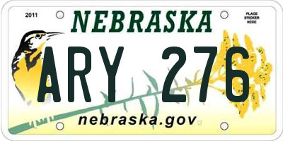 NE license plate ARY276
