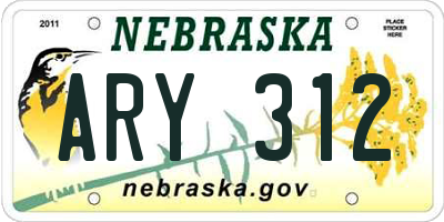 NE license plate ARY312