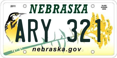 NE license plate ARY321