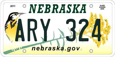 NE license plate ARY324