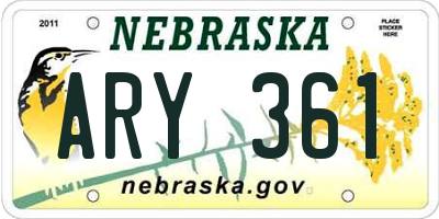 NE license plate ARY361