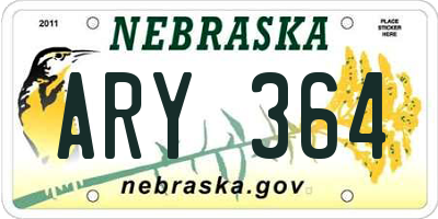 NE license plate ARY364