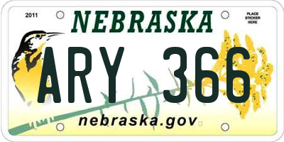 NE license plate ARY366