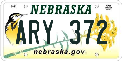 NE license plate ARY372