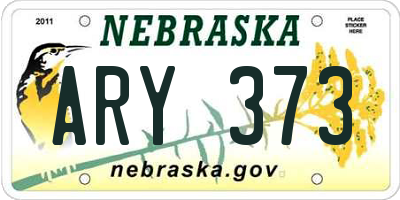 NE license plate ARY373
