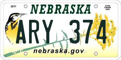 NE license plate ARY374