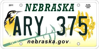 NE license plate ARY375
