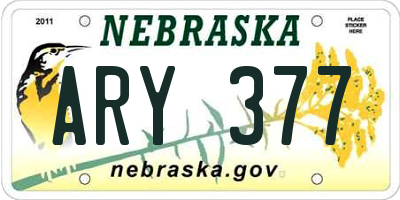 NE license plate ARY377
