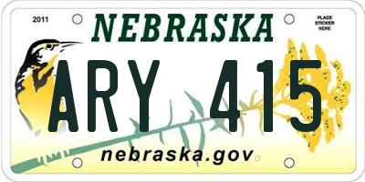 NE license plate ARY415