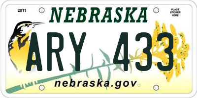NE license plate ARY433