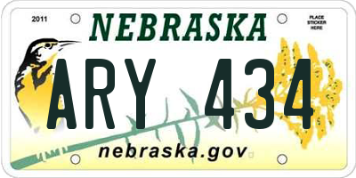 NE license plate ARY434