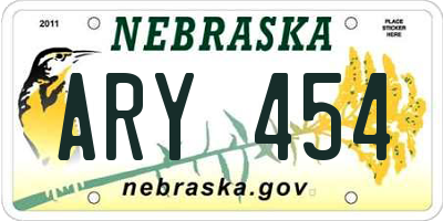 NE license plate ARY454