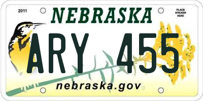NE license plate ARY455