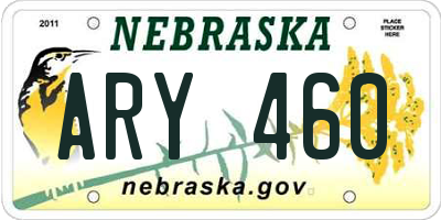 NE license plate ARY460